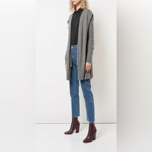 Vince Gray Cardigan Sweater with Wrap Design